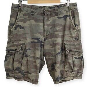 VTG American Eagle Cargo Shorts Men's 33 Camo Longboard Rip Stop Heritage